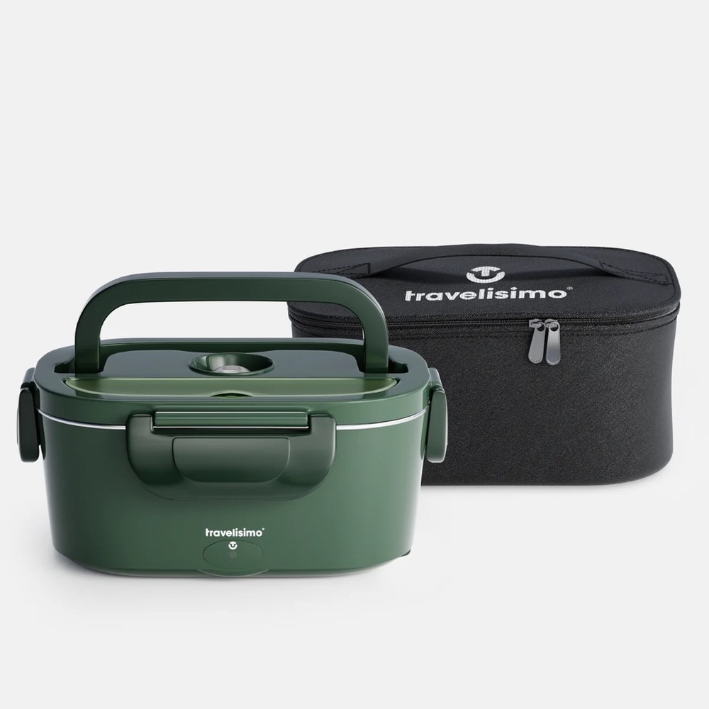 Travelismo Bari Electric Lunch Box + Carry Bag in Dark Green